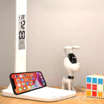 Candeeiro de mesa LED regulável com carregamento sem fio